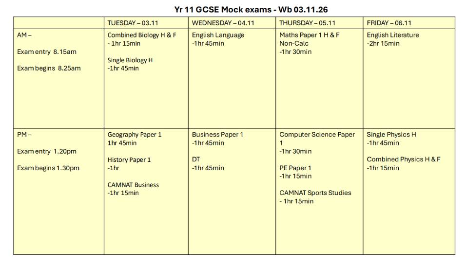 Year 11 Wb 03.11.26