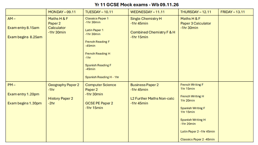 Year 11 Wb 09.11.26